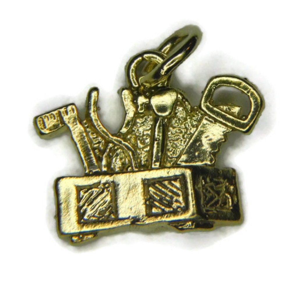 14k Yellow Gold Toolbox Charm Pendant